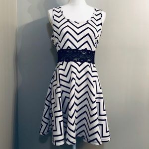 Wild Daisy Black & White Geometric Striped Dress
